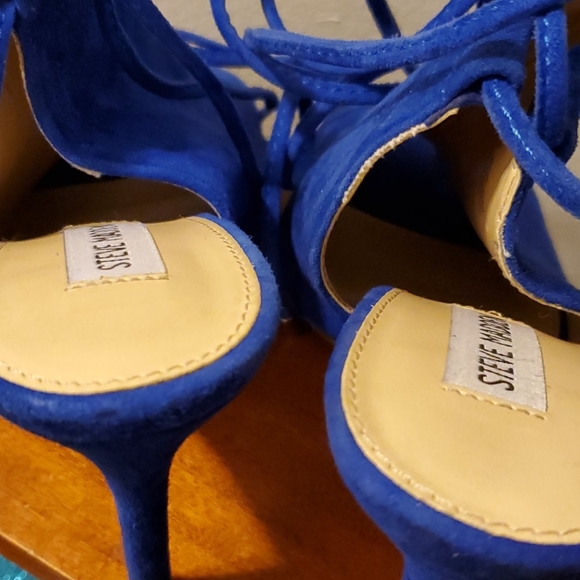 🥂🎉HP🎉🥂Steve Madden Blue Suede Lace Up Sandal - Picture 8 of 9